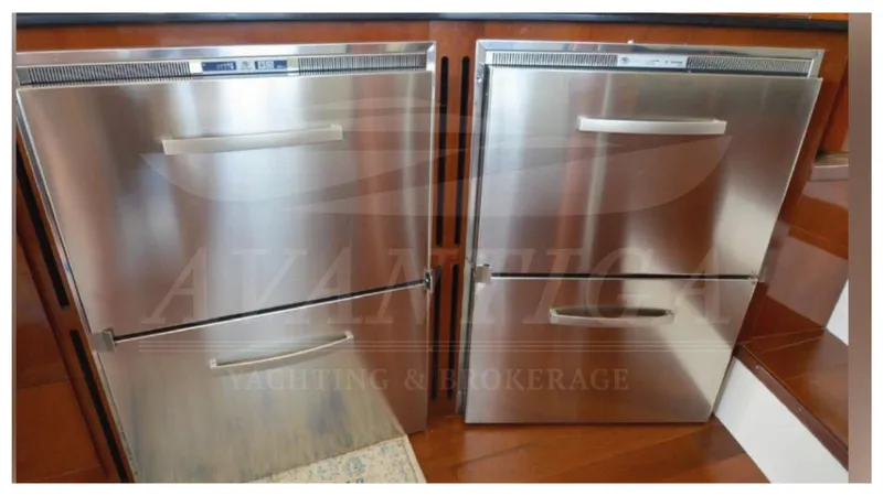  Yacht Photos Pics Stainless steel drawers in a 2010 Meridian 541 Sedan yacht interior.