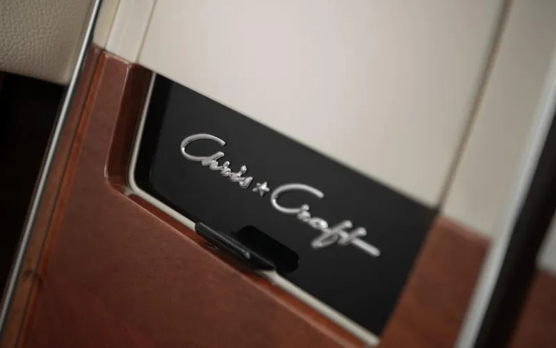  Yacht Photos Pics 2024 Chris-Craft Launch 35 GT interior detail with logo.
