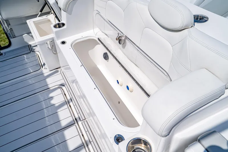  Yacht Photos Pics Luxury seating and storage on 2021 HCB Lujo boat deck.