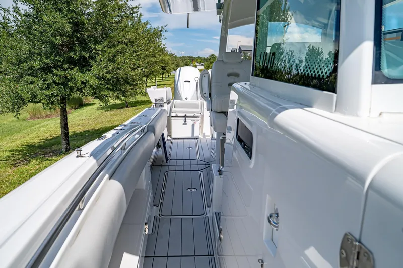  Yacht Photos Pics 2021 HCB Lujo boat deck with sleek white design and modern features.