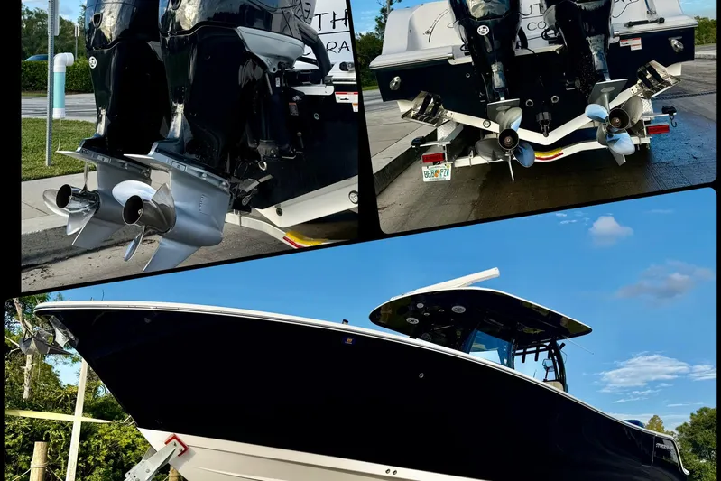 Reel Ruthless Yacht Photos Pics 2022 Sportsman Open 322 Center Console boat with dual engines and sleek design.