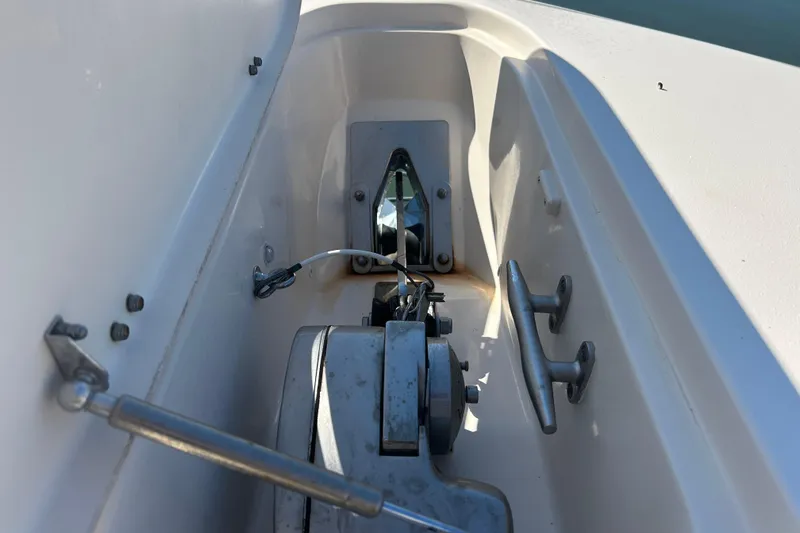  Yacht Photos Pics 2020 Grady-White Canyon 306 anchor compartment with winch and cleats.