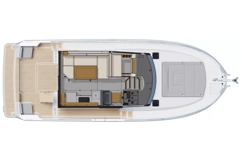  Yacht Photos Pics Manufacturer Provided Image: Top view of 2026 Beneteau Swift Trawler 37 Fly, showcasing deck layout and interior design.