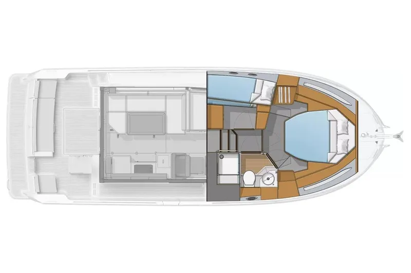  Yacht Photos Pics Manufacturer Provided Image: Floor plan of 2026 Beneteau Swift Trawler 37 Fly, showcasing interior layout.