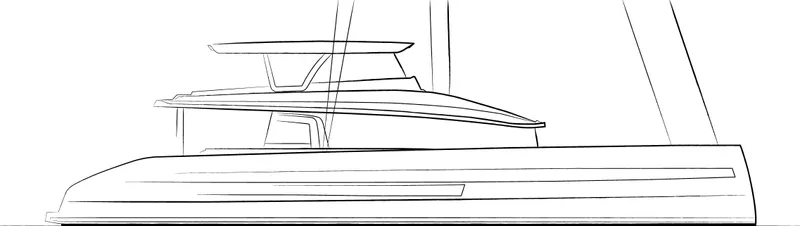  Yacht Photos Pics Line drawing of 2026 JFA Yachts Long Island 87, showcasing sleek design and modern architecture.