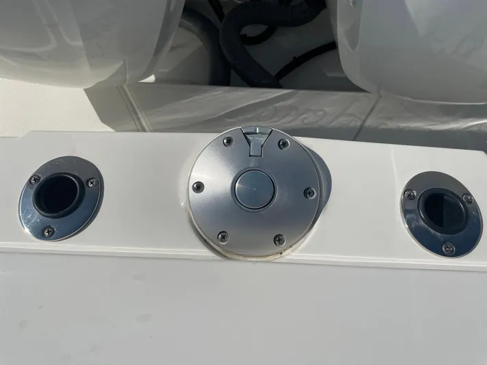  Yacht Photos Pics Fuel cap and fittings on a 2020 Pursuit S 288 boat.