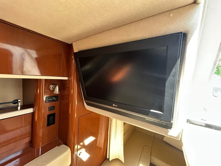  Yacht Photos Pics Interior of 2008 Sea Ray 330 Sundancer with wall-mounted LG TV.
