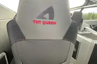 Captain's seat of 2022 Anytec A30 X-Tnd boat with "TNT Queen" embroidery.