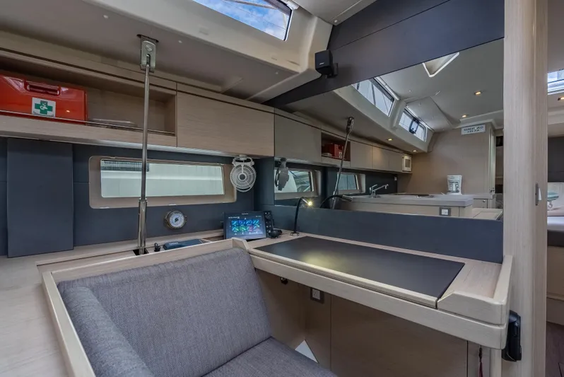 Sunday Girl Yacht Photos Pics Interior of 2024 Beneteau Oceanis 51.1 yacht, featuring modern design and spacious layout.