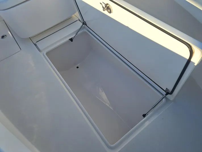 Salt Break Yacht Photos Pics Open storage compartment on a 2020 Contender 32T boat.