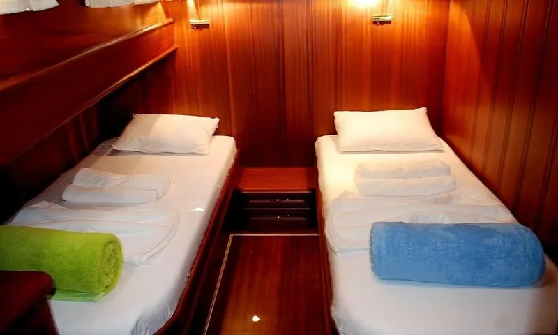  Yacht Photos Pics Twin cabin with wooden walls in a 2009 Custom Made Motorsailor.