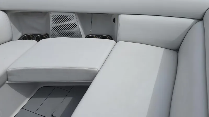  Yacht Photos Pics Luxurious seating on 2020 Aviara AV32 OB boat, featuring sleek white upholstery.