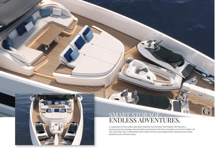 Order To Build Yacht Photos Pics Majesty 145 yacht deck with luxurious seating and smart storage, 2026 model.