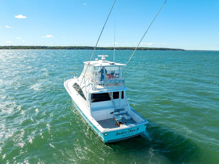 Sadie Ann II Yacht Photos Pics 2005 Ocean Yachts 50 Super Sport cruising on open water.