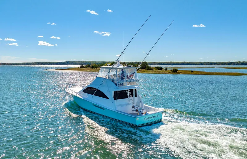 Sadie Ann II Yacht Photos Pics 2005 Ocean Yachts 50 Super Sport cruising on a sunny day.