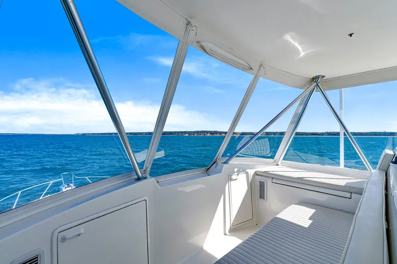 Sadie Ann II Yacht Photos Pics 2005 Ocean Yachts 50 Super Sport interior with ocean view, featuring sleek design and comfortable seating.