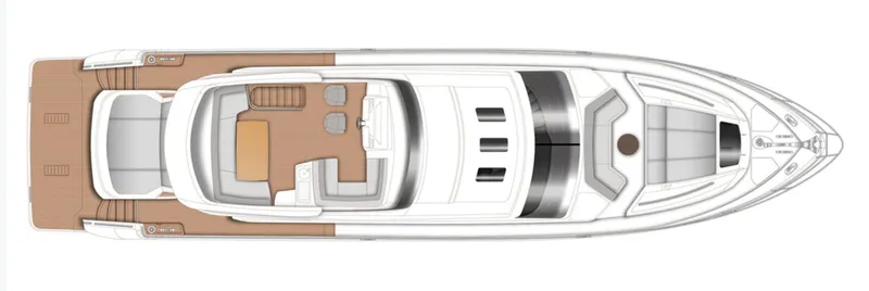  Yacht Photos Pics Top view layout of a 2015 Princess S72 yacht, showcasing deck and interior design.