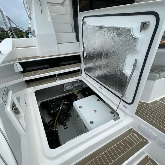 Leopard 40pc Yacht Photos Pics Engine compartment of 2025 Leopard 40PC yacht, showcasing modern design and equipment.