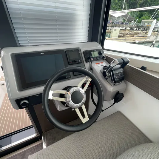 Leopard 40pc Yacht Photos Pics Helm station of 2025 Leopard 40PC yacht with modern controls and navigation equipment.