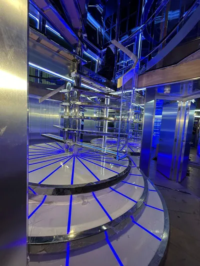 1992/2016 Heesen Motor Yacht Yacht Photos Pics Luxurious spiral staircase with blue LED lighting on a 1992 Heesen 141 Motor Yacht.