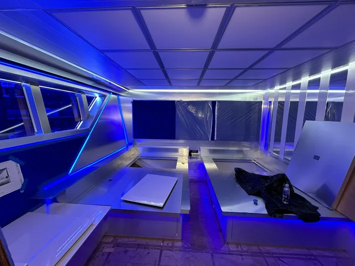 1992/2016 Heesen Motor Yacht Yacht Photos Pics Interior of 1992 Heesen 141 Motor Yacht with modern blue LED lighting.