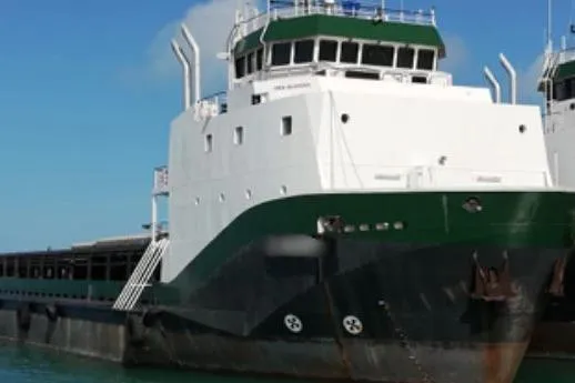  Yacht Photos Pics Custom built offshore supply vessel, 2011, docked in harbor, white and green hull.