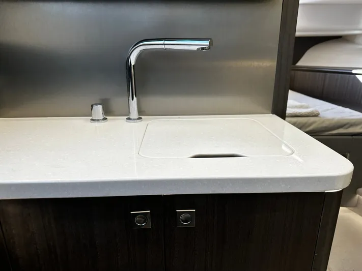  Yacht Photos Pics Modern kitchen sink in 2024 Galeon 435 GTO yacht interior.