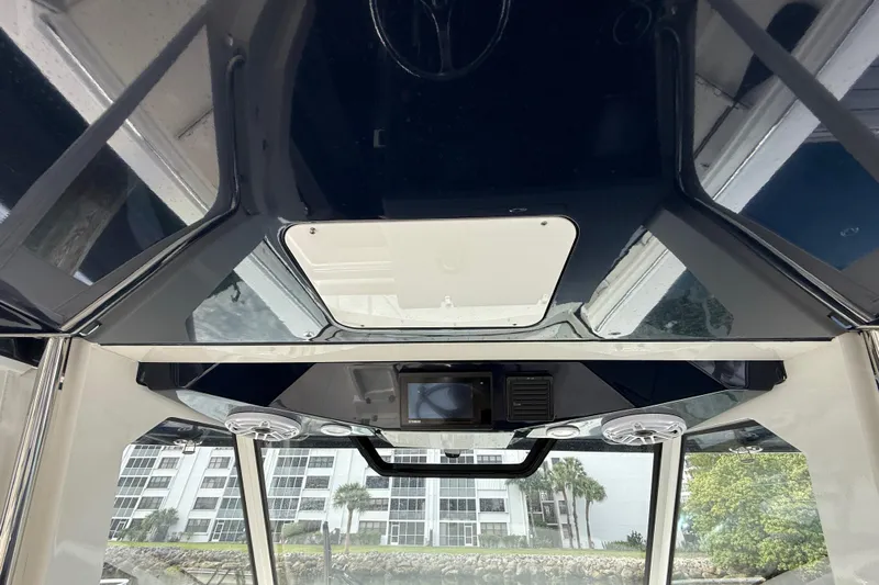 Alroma Yacht Photos Pics Interior view of 2022 Pursuit S 358 Sport boat with modern design elements.