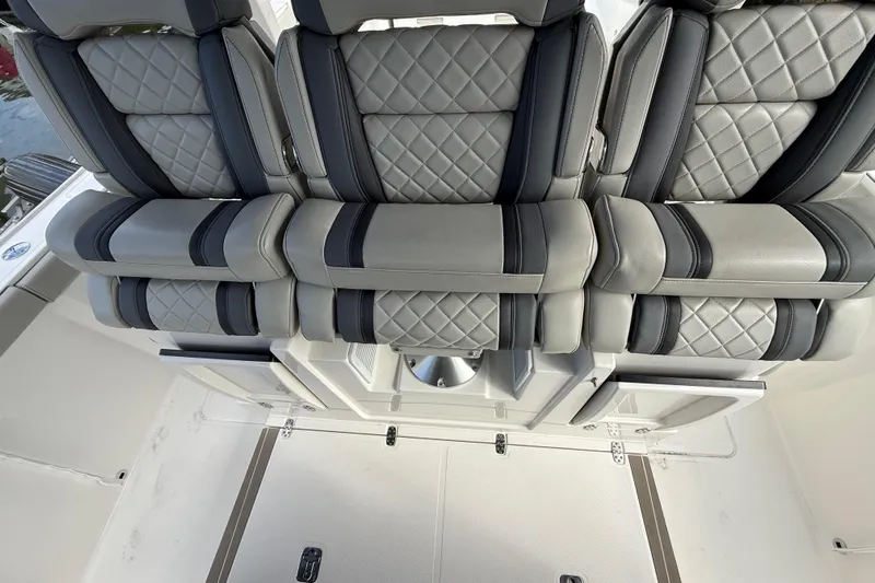 Alroma Yacht Photos Pics 2022 Pursuit S 358 Sport boat with luxurious quilted leather seating.