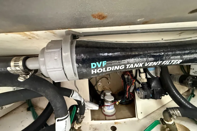 Alroma Yacht Photos Pics 2022 Pursuit S 358 Sport boat's DVF holding tank vent filter system.