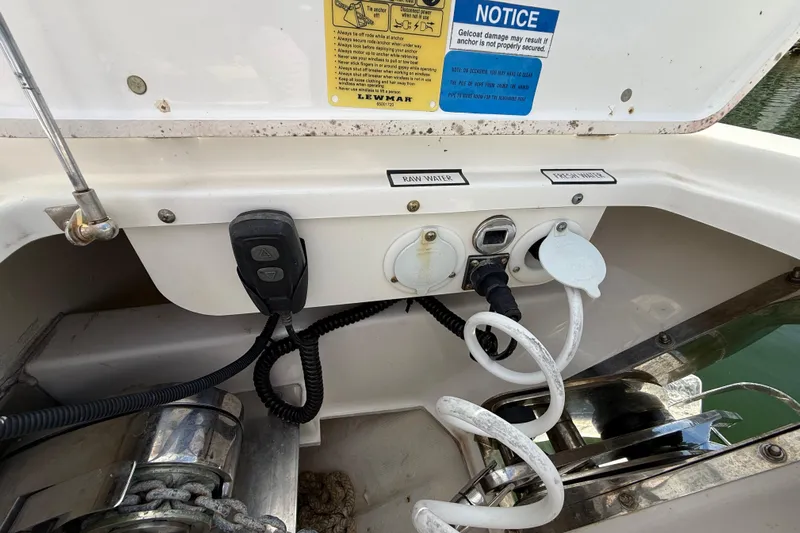 Alroma Yacht Photos Pics 2022 Pursuit S 358 Sport boat water connections and controls in the stern area.