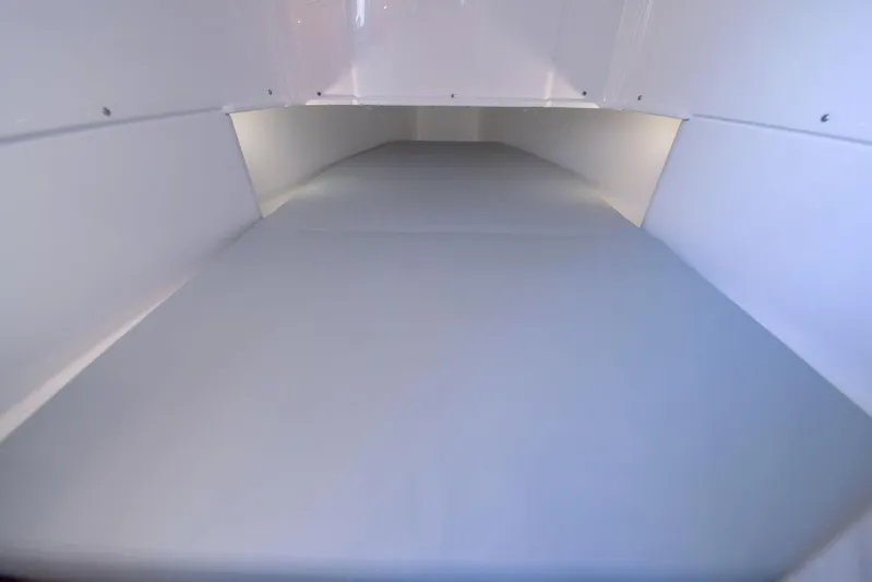  Yacht Photos Pics Interior cabin view of 2025 Solace 37 CS boat, showcasing spacious sleeping area.