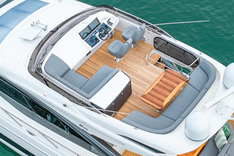 Cinderella Yacht Photos Pics Luxurious 2017 Princess S65 yacht with spacious deck and modern seating arrangement.