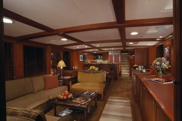 Meander Yacht Photos Pics Luxurious interior of 2003 Northern Marine Pilothouse Trawler yacht.