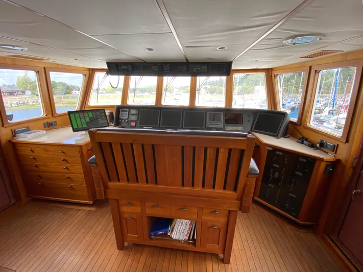 Meander Yacht Photos Pics Interior view of 2003 Northern Marine Pilothouse Trawler helm.