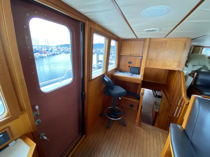 Meander Yacht Photos Pics 2003 Northern Marine Pilothouse Trawler interior with wood finish.