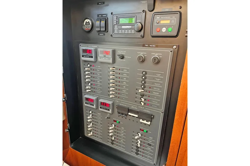 Sparrow Yacht Photos Pics Electrical control panel on a 1995 Tiara Yachts 4000 Express boat.