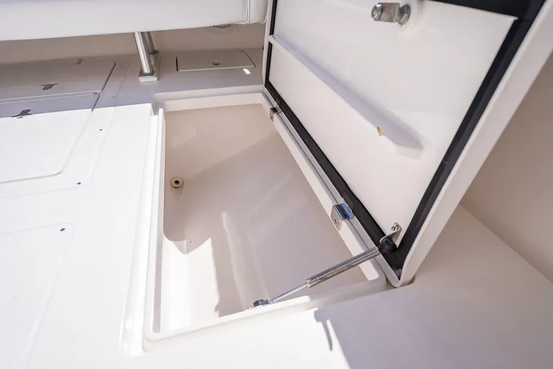  Yacht Photos Pics Open storage compartment on a 2010 Intrepid 370 Open boat deck.
