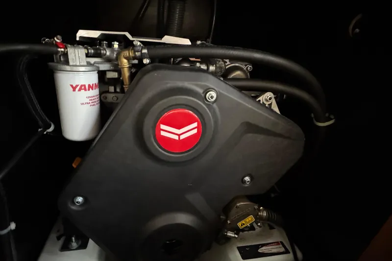 Madras Yacht Photos Pics Engine compartment of 2022 Beneteau Oceanis 40.1 sailboat, featuring Yanmar components.