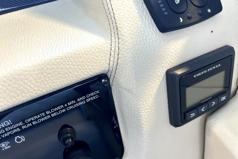  Yacht Photos Pics Control panel of a 2019 Regal 2800 Bowrider boat with Volvo Penta display.