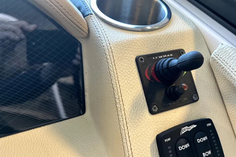  Yacht Photos Pics Control panel of 2019 Regal 2800 Bowrider boat featuring Lewmar thruster joystick.