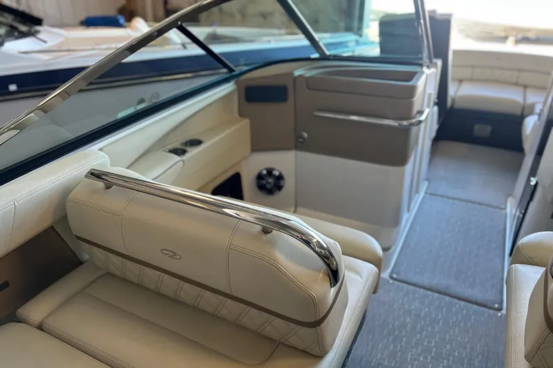  Yacht Photos Pics 2019 Regal 2800 Bowrider interior with beige seating and modern design.