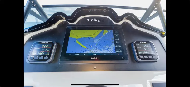  Yacht Photos Pics FIM 340 Regina 2022 dashboard with navigation display and controls.