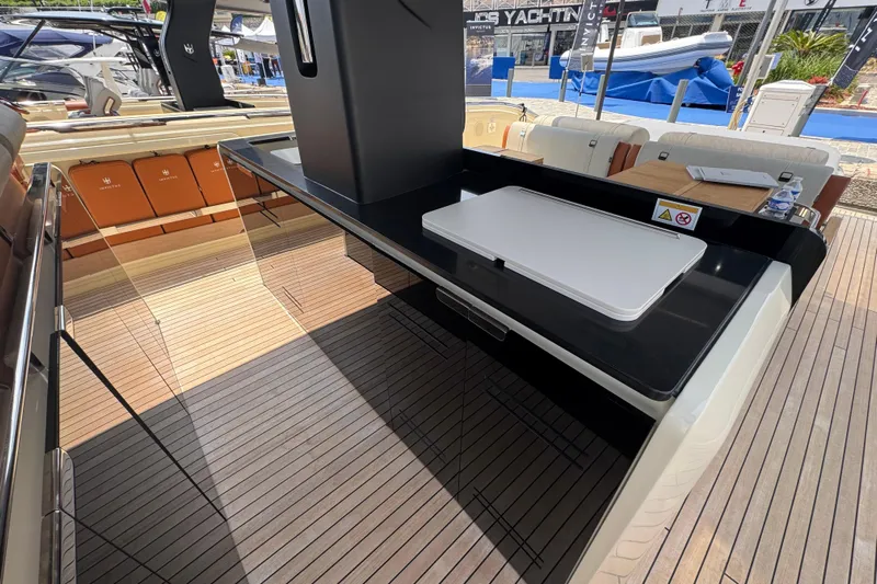  Yacht Photos Pics 2024 Invictus TT460 yacht interior with sleek design and modern amenities.