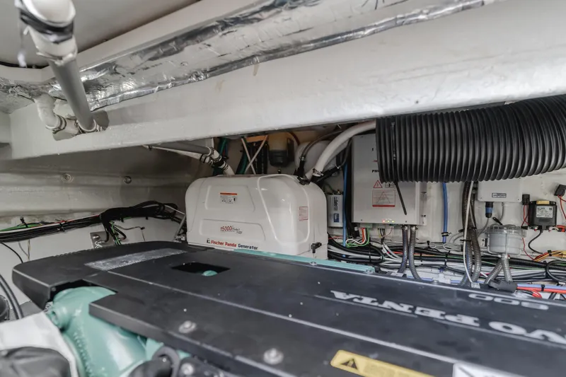 Special Place Yacht Photos Pics Engine room of 2019 Bavaria Virtess 420 yacht with Fischer Panda generator.