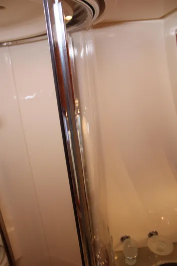  Yacht Photos Pics 2006 Azimut 50 yacht bathroom with glass shower enclosure.