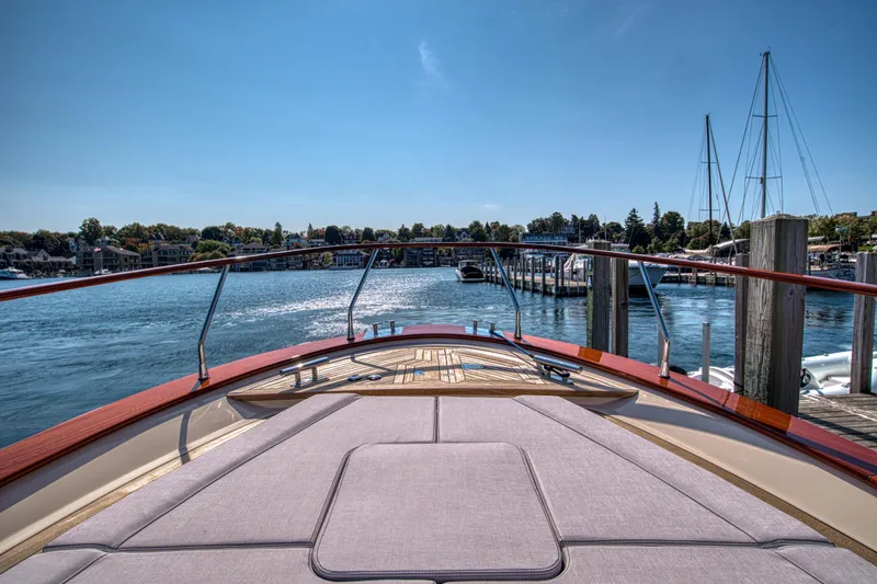 Fratelli Aprea Sorrento 32 Yacht Photos Pics Fratelli Aprea Sorrento 32 yacht, 2020 model, docked in a serene marina setting.