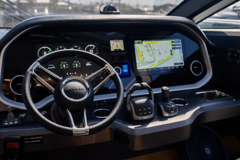 Masie Yacht Photos Pics Cockpit of 2023 Pearl 62 yacht with advanced navigation and control systems.