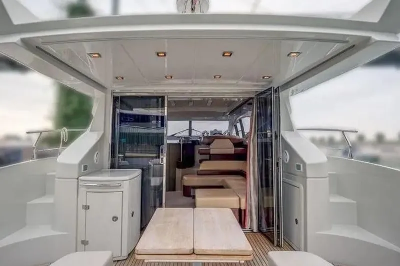  Yacht Photos Pics 2008 Azimut 43S yacht interior with modern seating and sleek design.