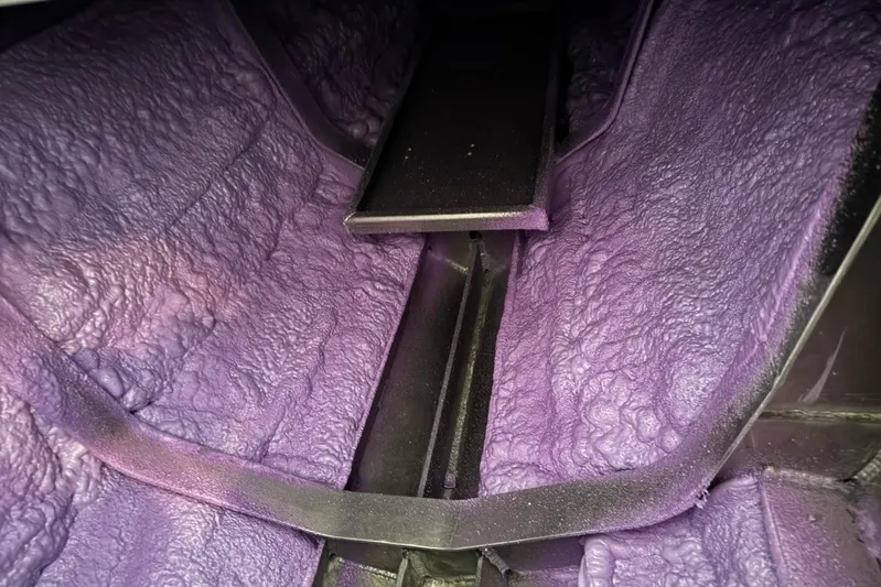  Yacht Photos Pics Interior view of 2025 JR Marine 33 Savage boat with purple insulation.